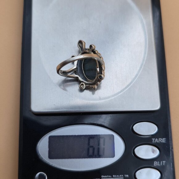 Size 7 Sterling Silver Abalone Shell And Marcasite Turtle Ring A5342 - Picture 9 of 9